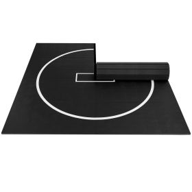 10x10 ft Wrestling Mat, Martial Arts Thick Mat for Home Gym Workouts Exercise, Waterproof PVC Roll-Up Training Mats with Circles, for Gymnastics
