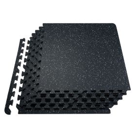 0.56 Inch Thick Gym Floor Mats, 6 Tiles Rubber Top with EVA Foam, 25" x 25" Gym Flooring Workout Mats with 25 sq.ft Coverage